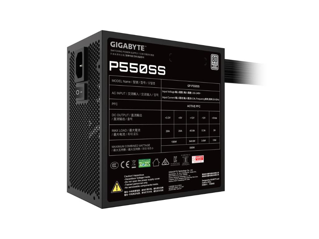 GIGABYTE GP-P550SS 550W Power Supply, 80 PLUS Silver certified, 120mm FDB Fan, ATX 3.0