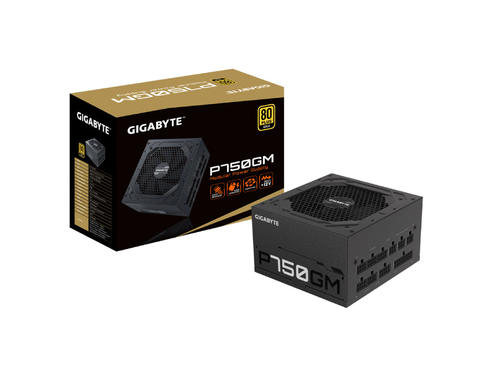 GIGABYTE GP-P750GM 750W Power Supply, 80 PLUS Gold certified, Fully modular, 120mm HYB Fan