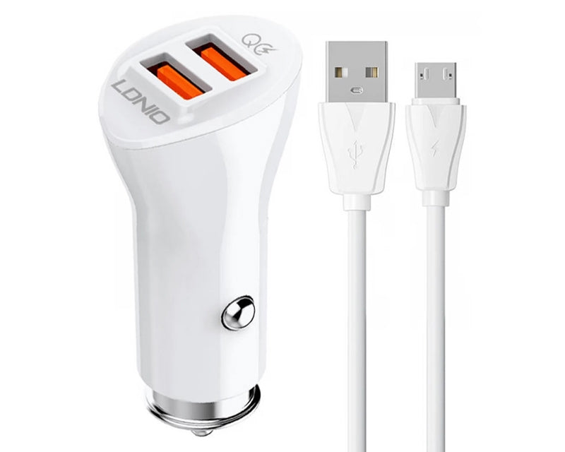 C511Q Micro Dual QC 3.0 Auto punjač beli