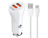C511Q Micro Dual QC 3.0 Auto punjač beli