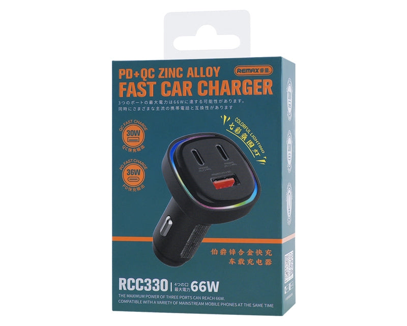 RCC-330 3u1 Fast auto punjač RGB crni