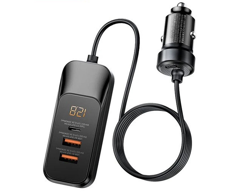 Auto punjač RCC355 120W PD+QC crni