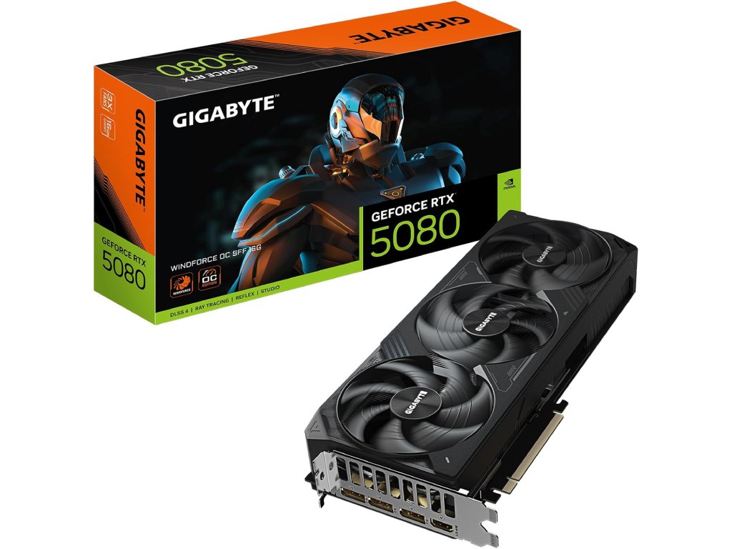 GIGABYTE VGA GeForce RTX 5080 WINDFORCE OC SFF 16GB GDDR7, 256-bit, DP*3(2.1b) - HDMI*1(2.1b)