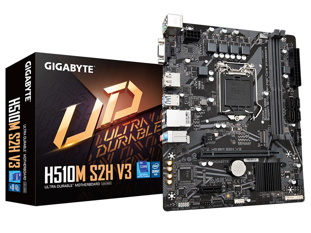 GIGABYTE INTEL MB H510M S2H V3, 2*DDR4 3200MHz, 1*PCIe 3.0 x4, RAID, DP - HDMI - VGA, LGA 1200
