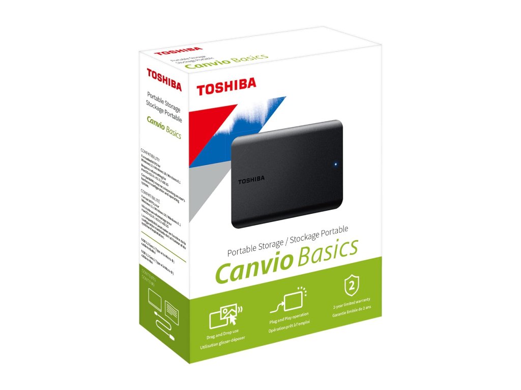 TOSHIBA Eksterni HDD 4TB, USB 3.2 Gen 1, 2.5" CANVIO Basics, Black, Matt finish