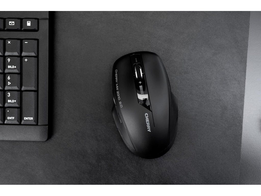 CHERRY MW 2310 USB Wireless Optical Mouse, 6 Button, 1000 - 1600 - 2400 DPI, Black, 2 x AA