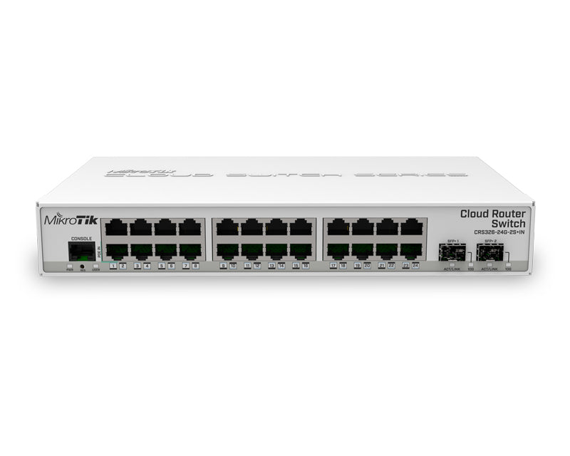 (CRS326-24G-2S+IN) RouterOS L5 ili SwitchOS 24x GigE, 2xSFP+, dual boot desktop case switch