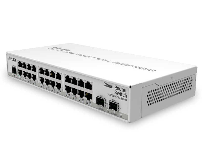 (CRS326-24G-2S+IN) RouterOS L5 ili SwitchOS 24x GigE, 2xSFP+, dual boot desktop case switch