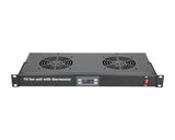 Ventilacioni panel-polica, dva ventilatora i termostat, 1U