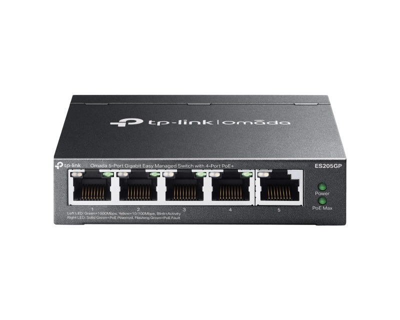 ES205GP Omada 5-Port Gigabit Easy Managed Switch with 4-Port PoE+