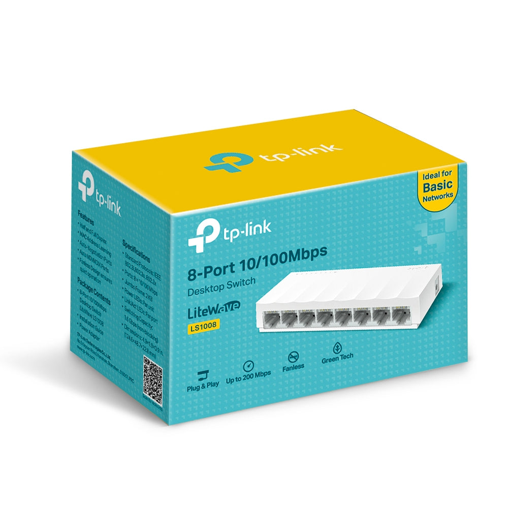 TP-LINK LS1008 8-Port 10 - 100Mbps Desktop Network Switch