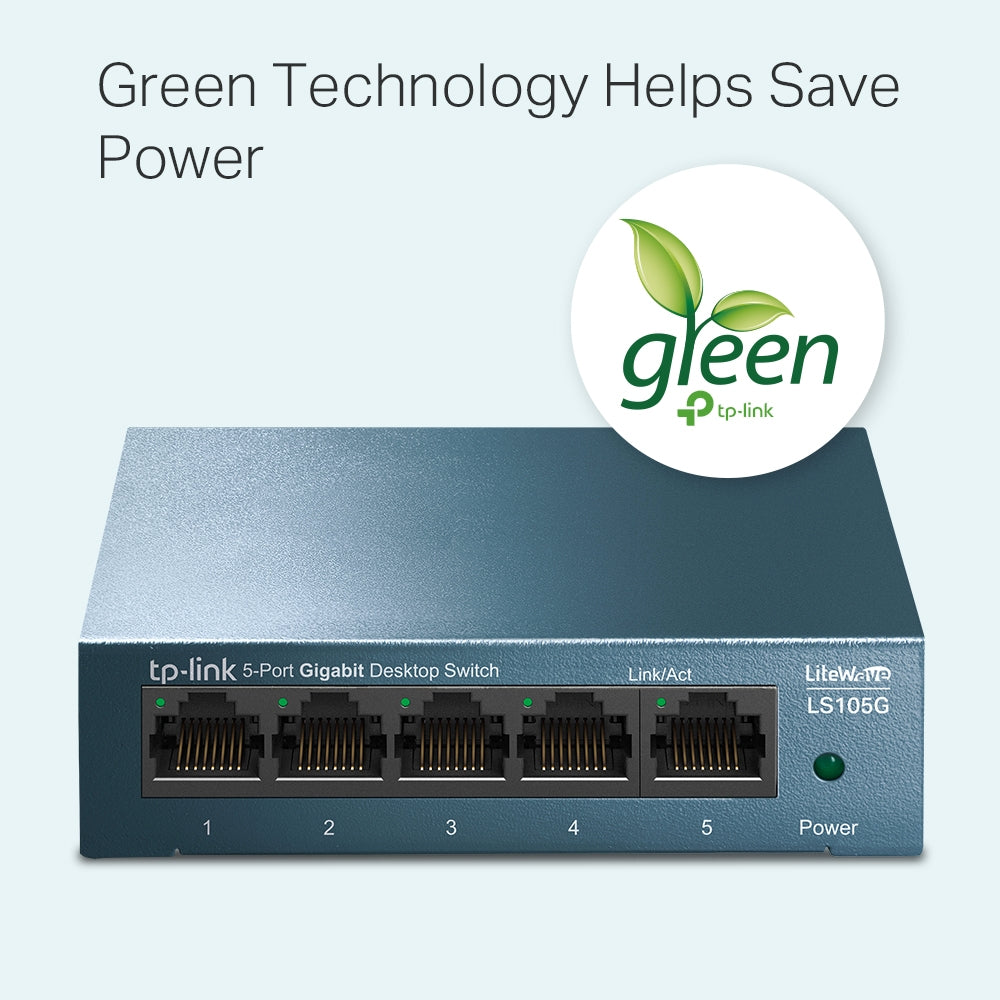 TP-LINK LS105G 5-Port Gigabit Desktop Network Switch, Metal Case