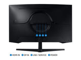 SAMSUNG Odyssey G55C 32" QHD 2560x1440 Gaming Curved Monitor, 165Hz, 1 ms, 2500:1, 300 cd - m2,DP - HDMI