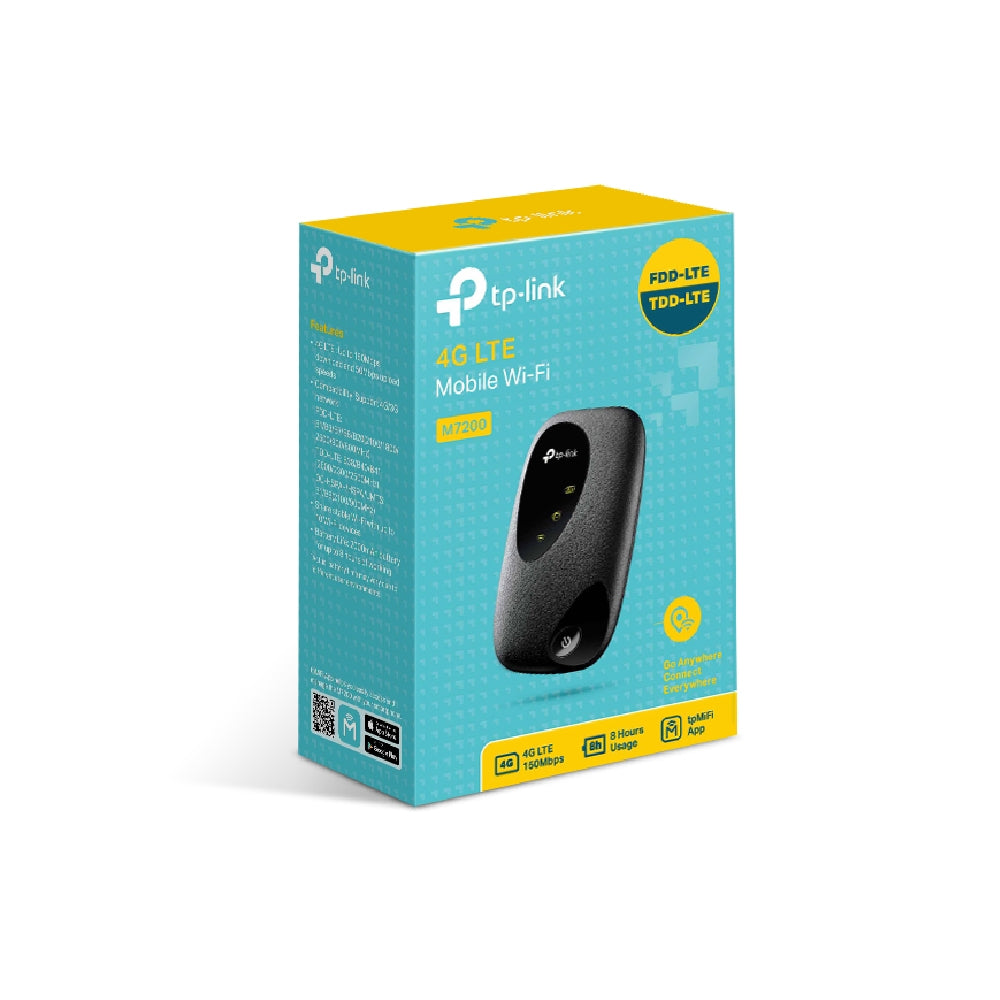 TP-LINK M7200 4G LTE Mobile Wi-Fi, 1 SIM card slot, 2000mAh battery, up to 150 Mbps download