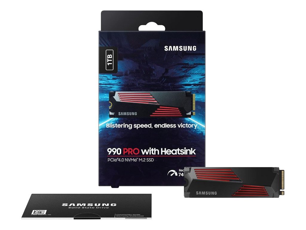 SAMSUNG M.2 SSD 1TB 990 PRO Heatsink, PCI-E 4.0 NVMe 2.0, Read Up to 7450 MB - s,Write Up to 6900 MB - s