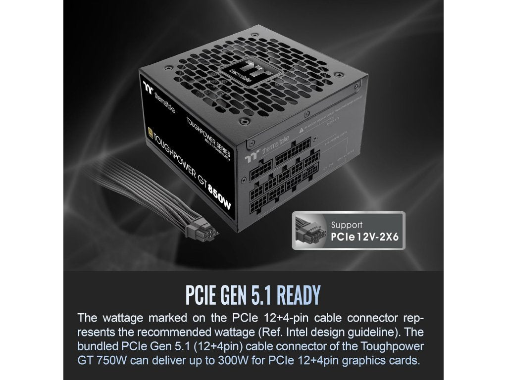 THERMALTAKE PSU Toughpower GT 850W 80 PLUS GOLD, ATX 3.1, fully modular, PCIe 12V-2x6 (12+4 pin)