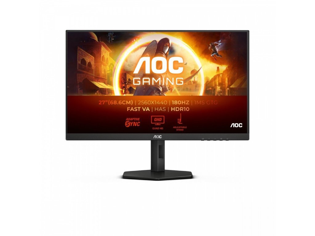 AOC Gaming Monitor Q27G4XN, 27" QHD 2560x1440, 180Hz, 0.5 ms, DP - HDMI*2, HAS - Pivot - Swivel - Tilt