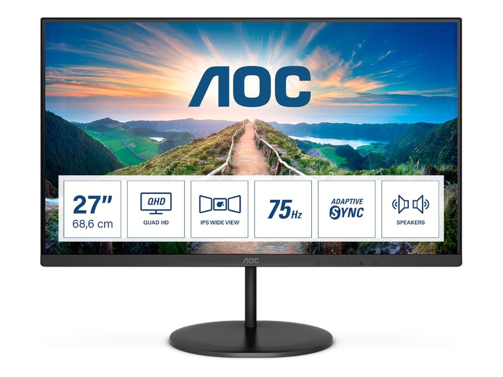 AOC IPS Monitor Q27V4EA, 27", QHD 2560x1440, 75Hz, 4 ms, 1000:1, DP - HDMI, VESA 100 x 100, 2W x 2