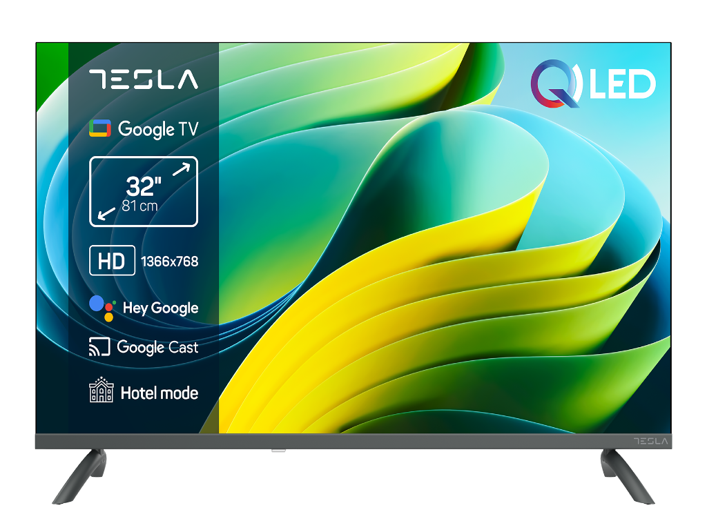 Tesla Q32E665GHS QLED TV 32" HD ready, Google smart TV, HDMI x 2, USB x 2, siva