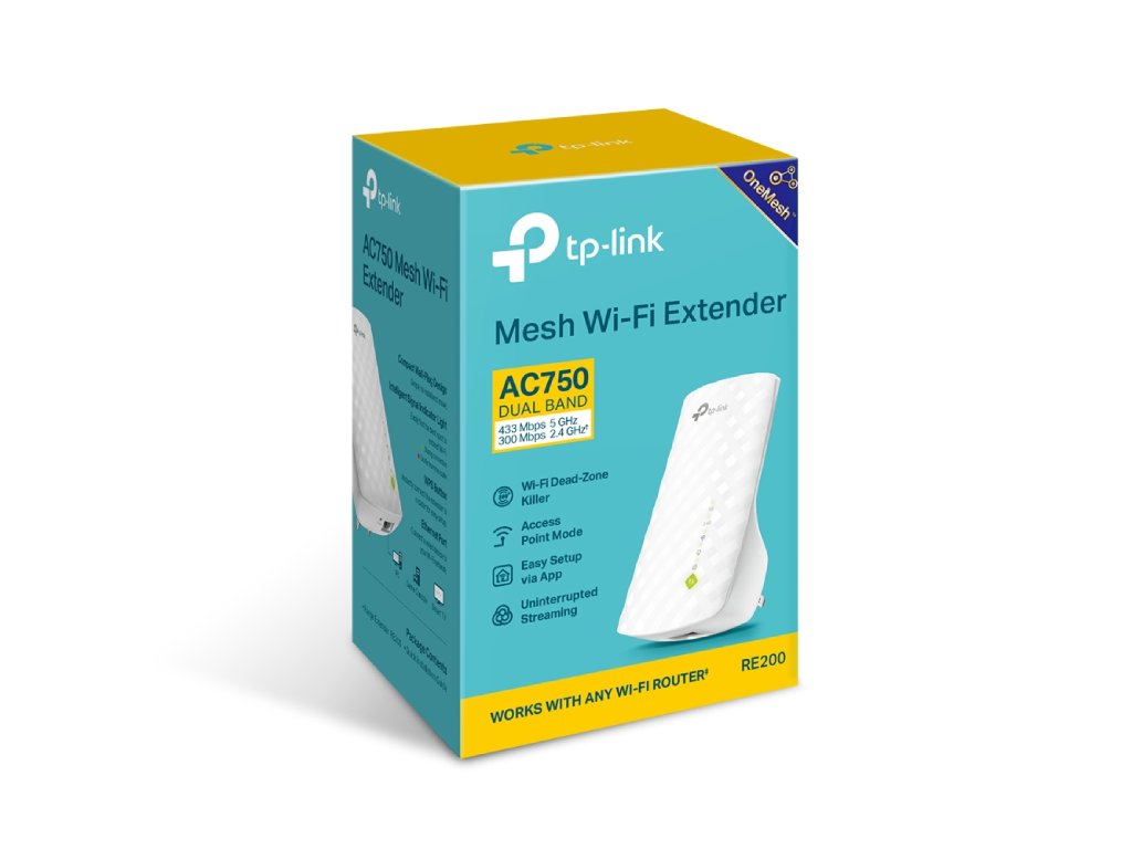 TP-LINK RE200 AC750 Mesh Wi-Fi Range Extender, extend to 185 m2, 1 10 - 100Mbps Ethernet Port (RJ45)