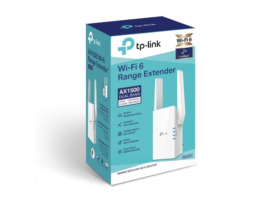 TP-LINK RE505X AX1500 Dual-Band Wi-Fi 6 Range Extender, 1* Gigabit Ethernet Port