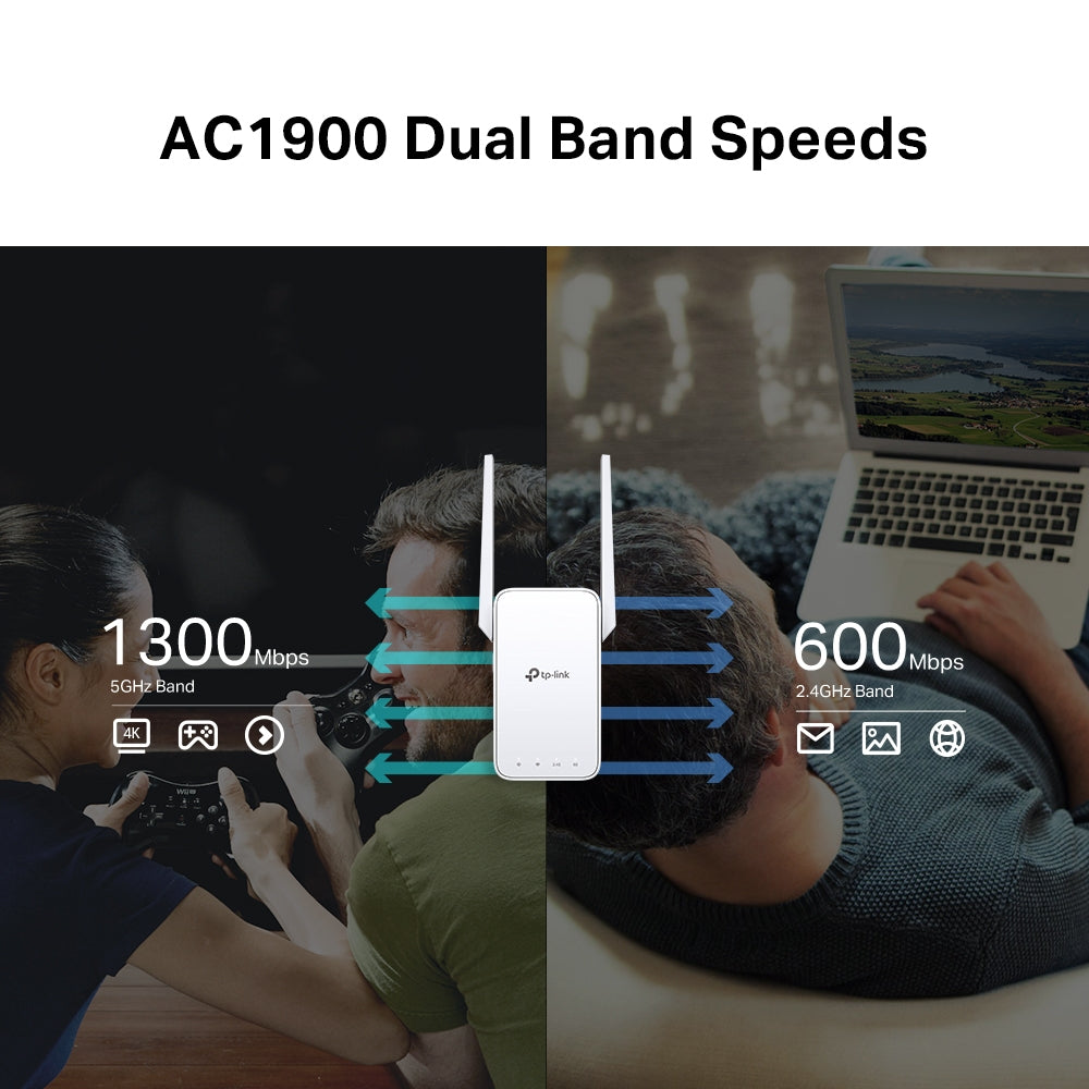 TP-LINK RE550 AC1900 Dual Band Wi-Fi  Range Extender,Extend Wi-Fi coverage by up to 1115 m2,AP mode