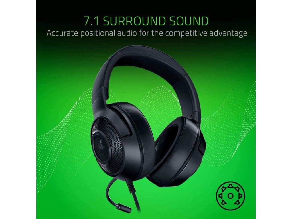 RAZER Kraken X Lite Ultralight Gaming Headset 7.1, Aluminum Frame, PS4, PS5, Switch, Xbox