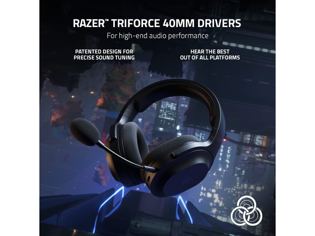 RAZER Barracuda X - Black, Wireless Multi-platform Gaming Headset, 250g, TriForce 40mm Drivers