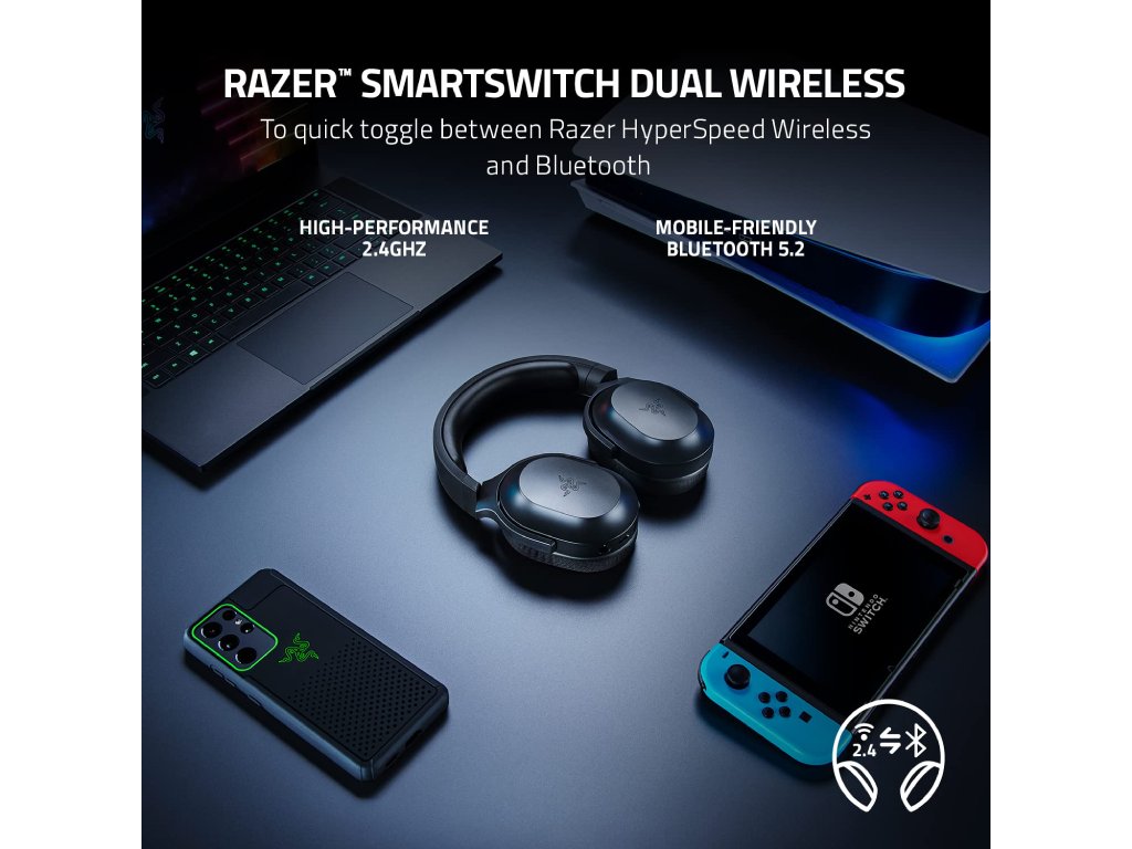 RAZER Barracuda X - Black, Wireless Multi-platform Gaming Headset, 250g, TriForce 40mm Drivers