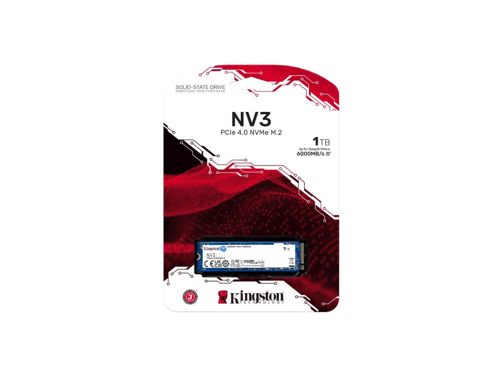 KINGSTON 1TB NV3 PCIe 4.0 NVMe SSD, Up to 6000MB - s read, 4000MB - s write