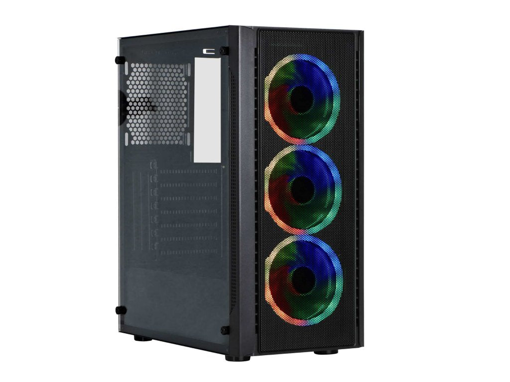 SPIRE VISION 7022 RGB Gamer ATX PC Case, 3 x 12cm ARGB fan, 2.5"x2, 3.5"x2, Mesh, USB 3.0x1 - 2.0x2