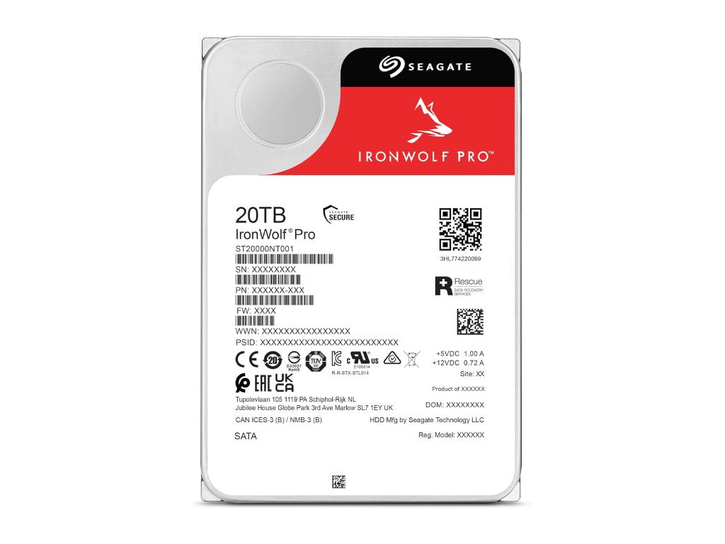 SEAGATE IronWolf PRO NAS HDD 20TB, ST20000NT001, 256MB cache, SATA 6Gb - s, 7200 rpm, 24 - 7