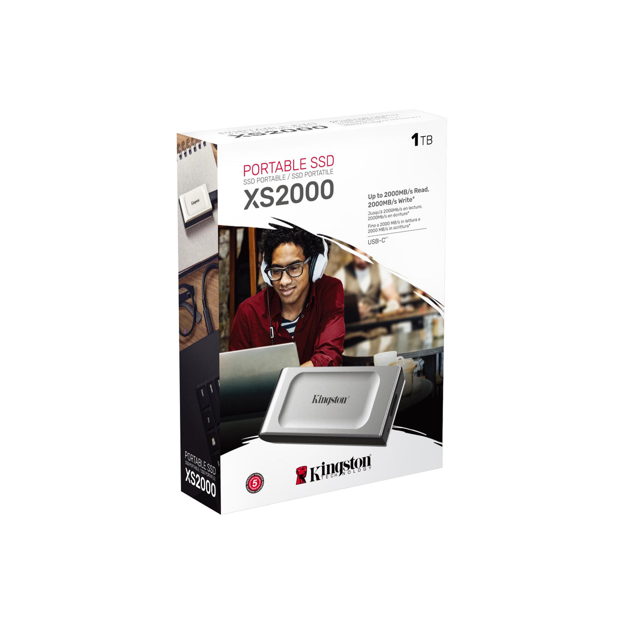 KINGSTON XS2000 1TB Portable External SSD, USB Type-C 3.2, Up to 2000MB - s read, 2000MB - s write