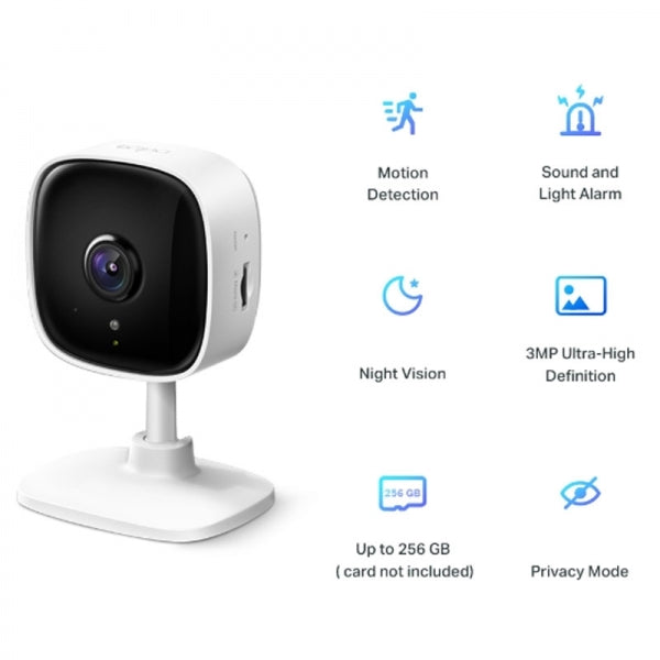 TP-LINK TAPO C110 Home Security Wi-Fi Camera, 3 MP, Ultra-High Definition Video, Up to 256 GB