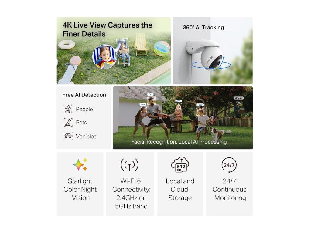 TP-LINK TAPO C560WS 4K Outdoor Pan - Tilt Security Wi-Fi Camera, 360 AI Tracking, IP66 Weatherproof