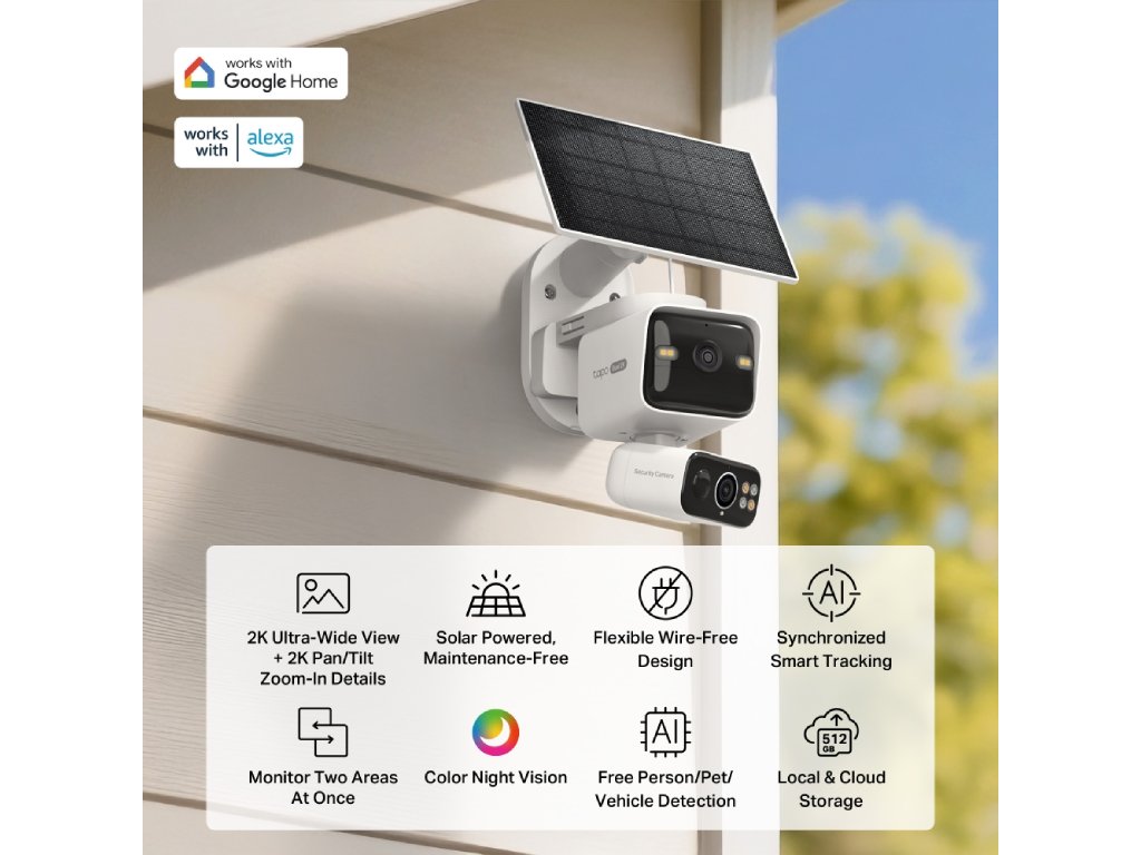 TP-LINK TAPO C645D KIT Dual 2K Solar-Powered Dual-Lens Pan - Tilt Security Camera Kit