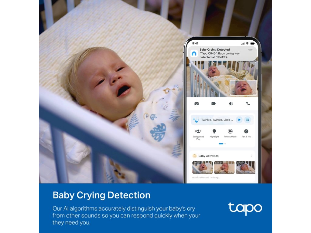 TP-LINK TAPO C840 Pan - Tilt Smart AI Baby Monitor 4MP + 2MP 1080p Dual Lens Live View