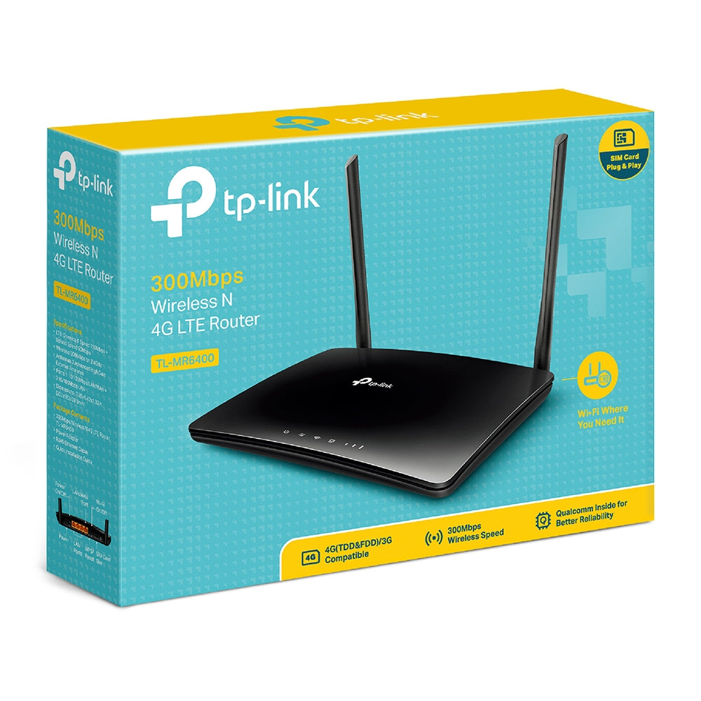 TP-LINK TL-MR6400 300Mbps Wireless N 3G - 4G LTE Router, 1x Nano SIM Card Slot