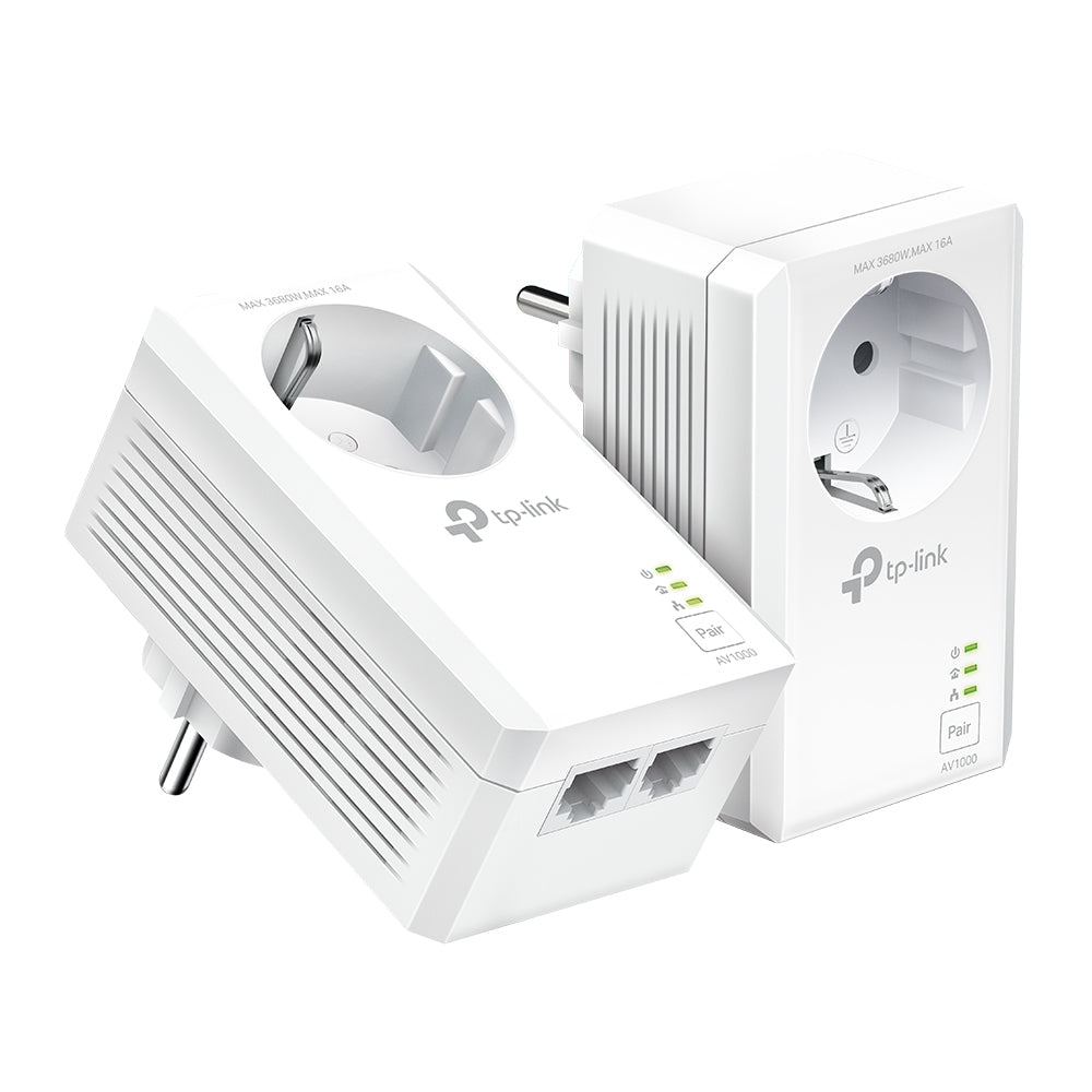 TP-LINK TL-PA7027P KIT AV1000 2-Port Gigabit Passthrough Powerline Starter Kit
