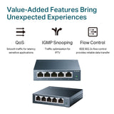 TP-LINK TL-SG105 5-Port  Gigabit 10 - 100 - 1000Mbps Desktop Switch, Durable Metal Casing