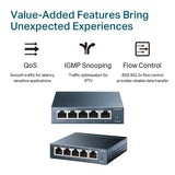 TP-LINK TL-SG105 5-Port  Gigabit 10 - 100 - 1000Mbps Desktop Switch, Durable Metal Casing