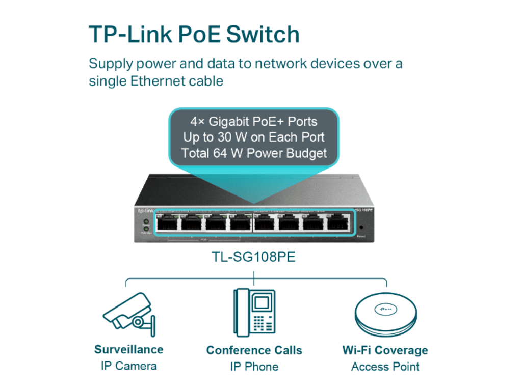 TP-LINK 8-Port Gigabit Easy Smart Switch with 4-Port PoE, Metal Casing