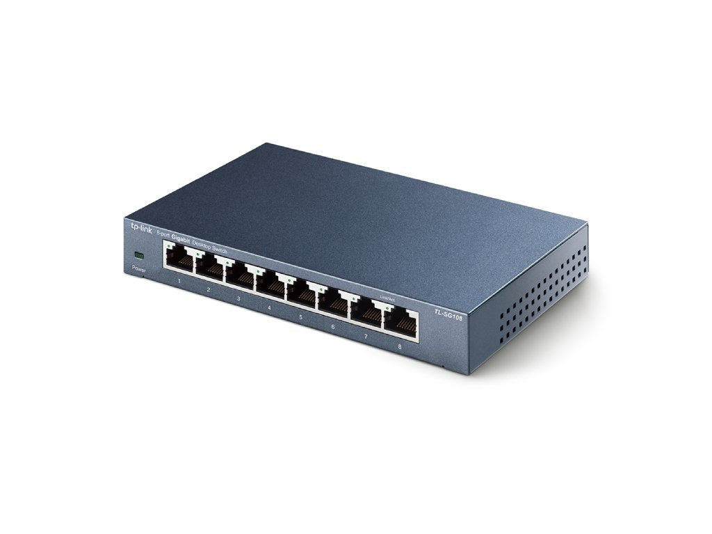 TP-LINK TL-SG108 8-Port Gigabit 10 - 100 - 1000Mbps Desktop Switch, Durable Metal Casing
