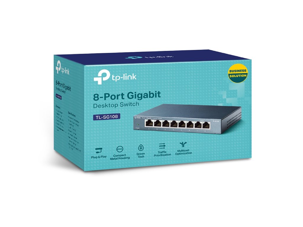TP-LINK TL-SG108 8-Port Gigabit 10 - 100 - 1000Mbps Desktop Switch, Durable Metal Casing