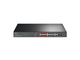 TP-LINK TL-SL1218MP 16-Port 10 - 100 Mbps + 2-Port Gigabit Rackmount Switch with 16-Port PoE+, 250 W