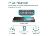 TP-LINK TL-SL1218MP 16-Port 10 - 100 Mbps + 2-Port Gigabit Rackmount Switch with 16-Port PoE+, 250 W