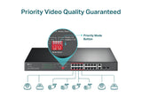TP-LINK TL-SL1218MP 16-Port 10 - 100 Mbps + 2-Port Gigabit Rackmount Switch with 16-Port PoE+, 250 W
