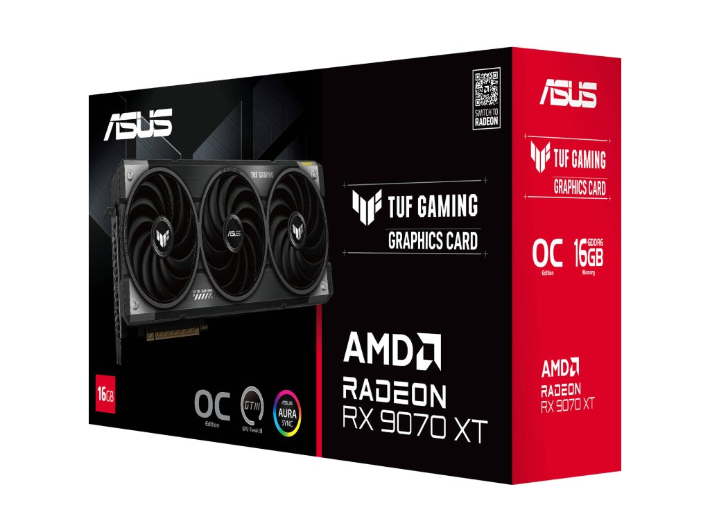 ASUS TUF Gaming Radeon RX 9070 XT 16GB GDDR6 OC Edition, 256 bit, DP*3(2.1a) - HDMI*1(2.1b)