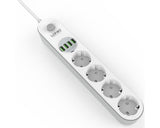 Kabl naponski produžni 4 x šuko + 4 x USB 2m beli SE4432