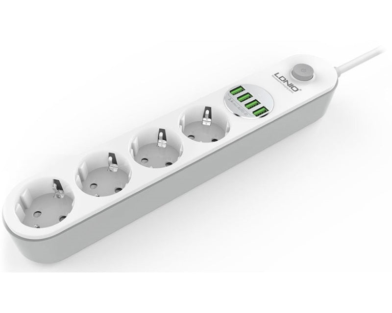 Kabl naponski produžni 4 x šuko + 4 x USB 2m beli SE4432